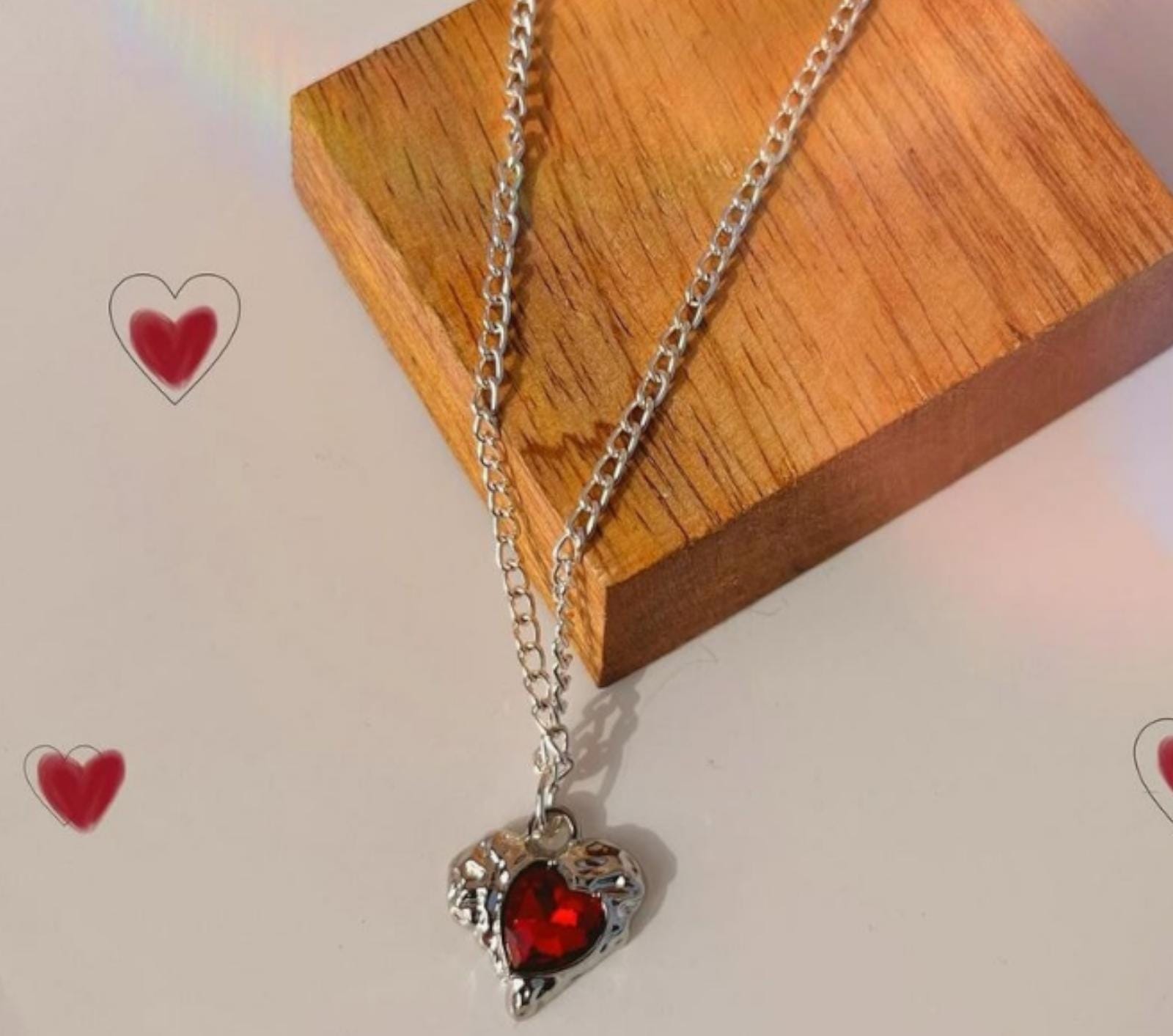 Red Heart Chain Necklace